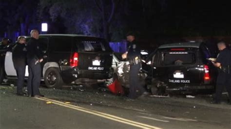 One person killed, one badly injured in Oakland freeway crash.